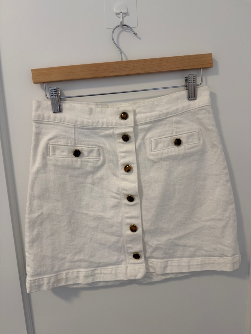 Reformation Cher White Button-Front Mini Skirt